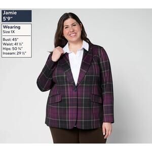 Tailored by Susan Graver Ponte Shawl Collar Blazer Plum/Brown Petite M A654249